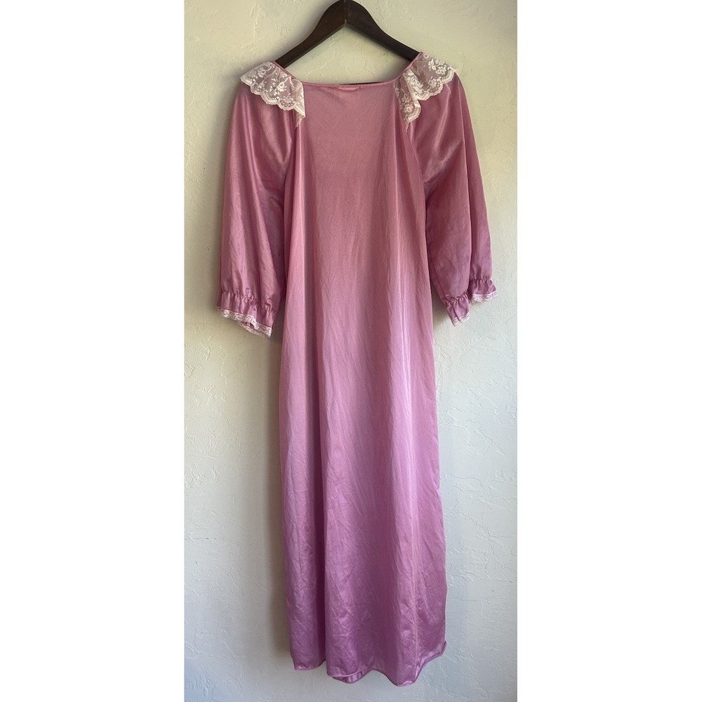 Vintage Featherbed‎ Pink Maxi Nightgown Dress M Dainty Coquette Lace Victorian - Picture 2 of 8